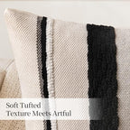 ANRODUO Boho Decorative Pillow Covers 20x20 Pack of 2 Black-White Stripe 2 - Image 6