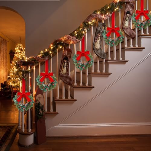 Knitgrip 18 Pcs Mini Christmas Kitchen Wreath with Red Bow Pine Cone Decor - Image 6