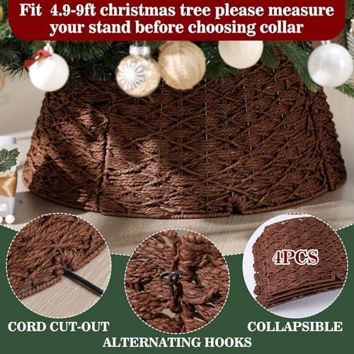 Poen Woven Rattan Christmas Tree Collar, Dark Brown, 24 Inch - Image 3