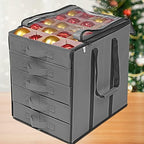 ProPik Christmas Ornament Storage Boxes with Dividers - 5 Separate Trays - Ornament Holder - Keeps 100 Holiday Ornaments - Durable Carrying Bag Handles Organizer Storage Box (Gray) - Image 2