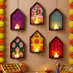 Mumufy 6pcs Diwali Tealight Candle Holder Diwali Decoration Jharokha Design by Mumufy