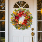 Fall Wreaths for Front Door 24 Inch Autumn Wreath Rustic Thanksgiving Decor - Image 2