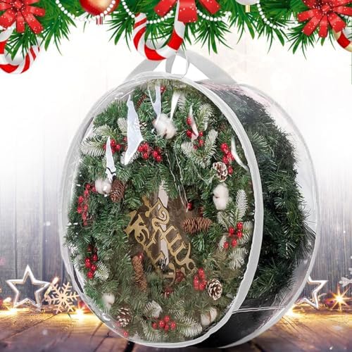 ProPik Christmas Wreath Storage Bag - 2 Pack Artificial Christmas Wreath Storage Container- Garland Holiday Wreath Storage Holder –Water Proof Transparent Clear PVC - with Handles (White, 48 Inch) - Image 6