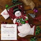 Bucilla Felt Applique 18" Stocking Making Kit, Snowman's Quilted Delight, Perfect for DIY Arts and Crafts - Image 4
