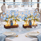 Suncalla 3pcs Blue White Fake Kiku Flowers Mason Jar Centerpiece - Image 6