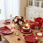 N9R 225PCS Red Gold Plastic Plates, Disposable Dinnerware Set hibachi Party - Image 5