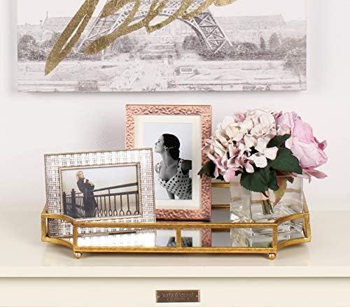 Kate and Laurel Ciel Metal Mirrored Ornate Scalloped Decorative Tray, Gold - Image 3