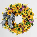 TOKCARE Sunflower Wreaths for Front Door, TOKCARE 18 inch Yellow Spring and Summer Door Wreath with Bow, Handmade Silk Sunflower Decor for Home Party Festival Wedding Decor by TokcareHome