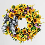 TOKCARE Sunflower Wreaths for Front Door, TOKCARE 18 inch Yellow Spring and Summer Door Wreath with Bow, Handmade Silk Sunflower Decor for Home Party Festival Wedding Decor by TokcareHome