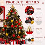 Lunmon 64 Pcs Mouse Christmas Ball Ornaments Red Black Yellow Xmas Baubles - Image 4