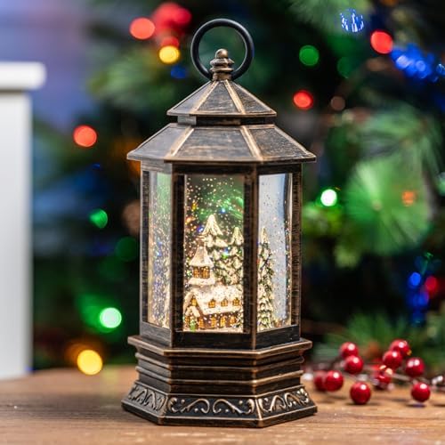 Christmas Village Snow Globes Church Nativity Water Lantern,Silent Night Music, Holiday Decorations Gifts for Family Children or Friends - Image 5