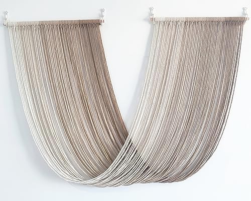 QULBUJ Dip Dye Large Macrame Wall Hanging Tie-Dye Yarn Tapestry Home Boho Wall Decor Ombre Art Headboard Bedroom Living Room 52" Wx34 L,Brown by Unknown