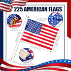 Newwiee USA Handheld Flags on Stick 12 x 18 Inch American Flags with Safety Spear Top for 250th Anniversary Independence Memorial Day 4th of July Yard Garden Decoration(225 Pcs,Usa Flag) - Image 2