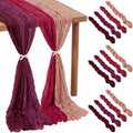 Remagr 12 Pcs Gradient Burgundy Cheesecloth Gauze Table Runners by Remagr