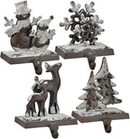 4PCS 100% Cast Iron Christmas Stocking Holder Weighted Mantle Stocking Hanging Hook Farmhouse Xmas Stocking Holder Vintage Fireplace Stocking Hanger for Christmas Decor (Vintage,4) by ONEPTY