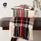 EverGrace Chenille Christmas Throw Blanket, 50"x60", White Stewart Plaid - Image 4