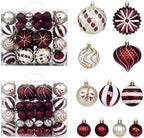 48 Pcs Christmas Balls Ornaments for Christmas Tree, Painted Shatterproof Plastic Decorative Baubles Hanging Ornaments for Xmas Tree Wreath Holiday Party Wedding Decoration, Wine Red by Unknown