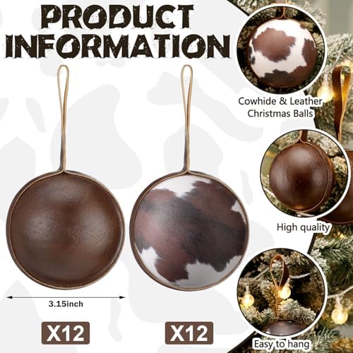 Syhood 12 Pcs Cowhide Christmas Ornaments 3.15'' Western Christmas Decor - Image 4