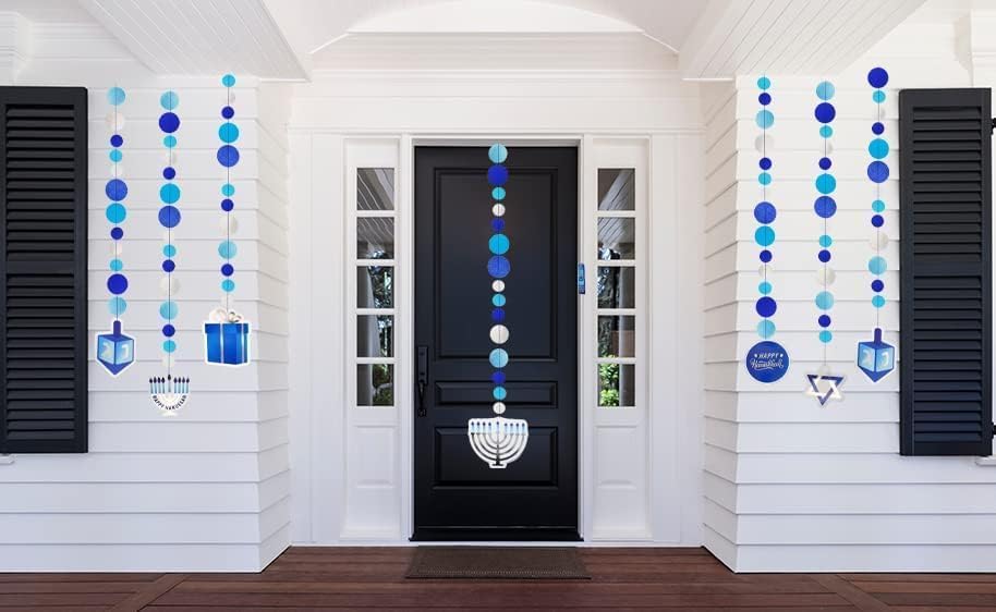 Hanukkah Swirl Decorations, Circle Designs, Includes 12 Swirls with Foil Hanukkah Cutouts 24" and Swirls Alone Hang 18" (12-Pack) - Image 3