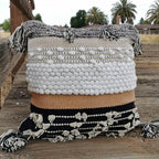 Throw Boho Pillow Cover, 18”x18” Bohemian Moroccan Rustic Decorative Pillows with Tufted Accents, Plush Handwoven Cotton, Textured Woven Neutral Farmhouse Scandinavian Home Decor - Image 6