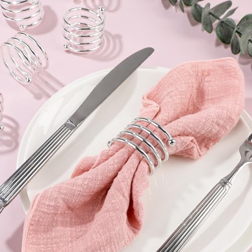 Napkin Rings Set of 24 Napkin Rings for Table Valentine's Day Wedding Christmas Decor (Silver, S) - Image 2