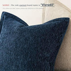 Decorative Chenille Luxury Throw Pillow Covers with Wide Edge, Textured Solid Pillowcases, Soft Velvet Cushion Cover Home Décor for Couch Sofa Chair Bed,20×20 Inch, Set of 2, Lake Blue - Image 3