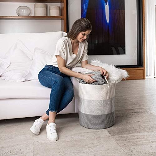 OrganiHaus Tall Cotton Rope Laundry Basket & Hamper, Blanket Storage 52L - Image 6