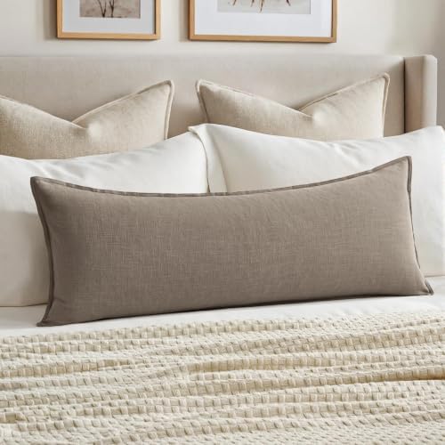 MIULEE Decorative Linen Lumbar Pillow Cover 14x36 Inch Dune by MIULEE