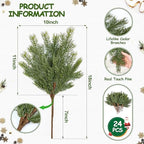 Artgar 24 Pcs Christmas Pine Branches - 18" Realistic Greenery Pine Stems - Image 2