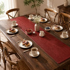 Red Faux Leather Table Runner Waterproof Heatproof for Christmas 72 inch - Image 7
