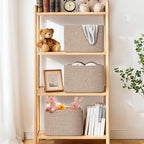 Storage Baskets for Organizing, 4 Pack Baskets for Shelves, Decorative Storage Bins for Shelves, Cotton Rope Storage Basket with Handles, Woven Basket for Storage, 13''Lx8.7''Wx7.9''H, Brown - Image 2