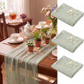 Lounsweer 3 Pcs Sage Green Wildflower Table Runner 10ft Embroidery Tulle by Lounsweer