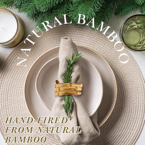 FoldTier Set of 8 Bamboo Napkin Rings Handmade Natural Napkin Holder Rings Table Decorations for Wedding Valentine's Day Birthday Banquet Anniversary - Image 5