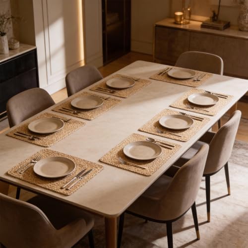 Craft Trade Braided Jute Placemats, Set of 6, 13x13 Inch Square Natural Fiber Dining Table Mats, Heat Resistant & Eco-Friendly Farmhouse Decor, Natural - Image 7