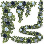 6 Pack Blue Eucalyptus Flower Garland Total 35.4 ft by Unknown