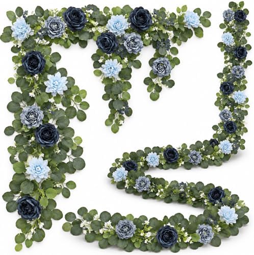 6 Pack Blue Eucalyptus Flower Garland Total 35.4 ft by Unknown