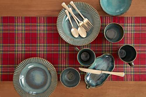 Solino Home 100% Linen Table Runner Red, Classic Tartan Plaid 14 x 156 in - Image 3