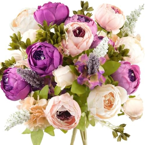 FiveSeasonStuff Mixed Blush Pink & Plum Artificial Peony Set of 2 by FiveSeasonStuff
