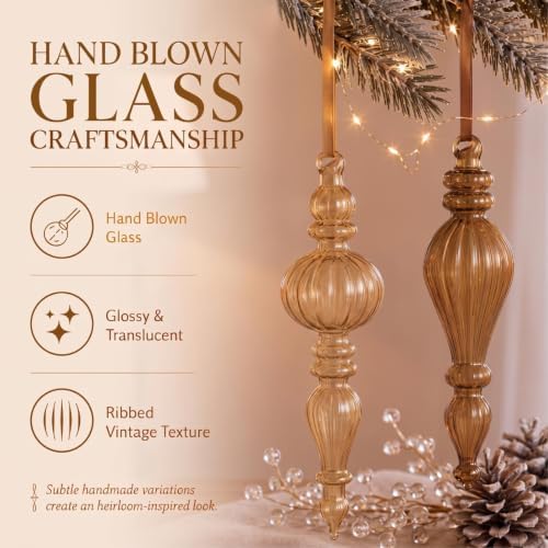 Sotiff 6 Pcs Mercury Glass Christmas Ornaments, Vintage Finial Decorations - Image 3