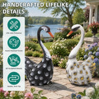 19" Swan Statue Set of 2, Metal Bird Yard Art - Image 4