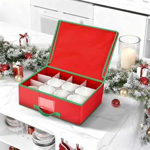 Chunful 2 Pcs Mug Storage Box with Adjustable Divider for Christmas Holiday - Image 3