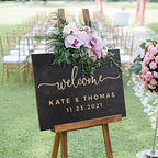 Personalized Favors Wood Wedding Welcome Sign, Design 3, Rectangular or Round, 16x24 inches, 5 Color Options - Image 5