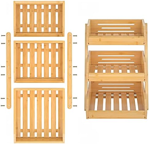 Merysen 3-Tier Bamboo Fruit Basket for Kitchen Countertop, Self-assembly - Image 7