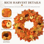 Wironlst 22 Inch Fall Wreaths for Front Door with Artificial Maple Leaf - Image 5