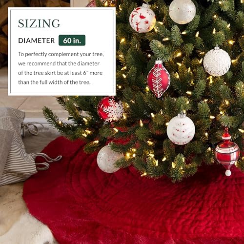 Balsam Hill Berkshire Christmas Cardinal Tree Skirt - Elegant Quilted Tree Base that Beautifully Conceals Your Stand and Enhances Your Holiday Decorating, Cardinal, 60" - Image 4