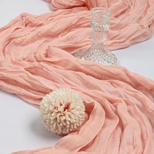 12 Pack 10Ft Blush Pink Cheesecloth Table Runner 23 x 120 Inch - Image 3