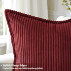decorUhome Fall Corduroy Burgundy Throw Pillow Covers 22x22 Set of 2 - Image 2