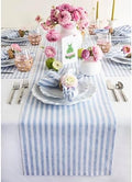 Solino Home 100% Linen Table Runner, 14 x 90 in, Sky Blue and White Striped by SolinoHome