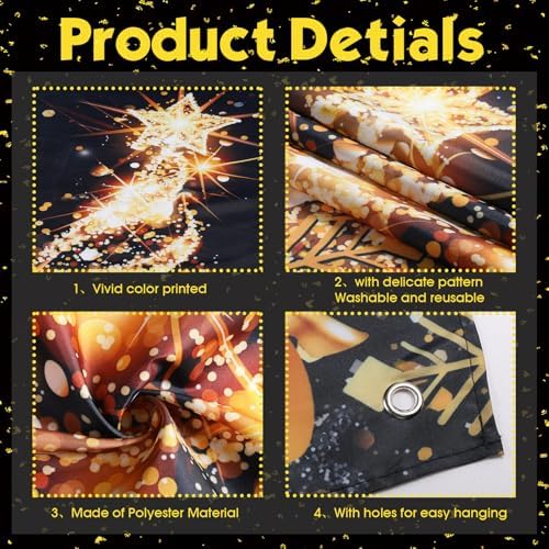 Tiamon Christmas Garage Door Cover Banner 7x16 ft Outdoor Xmas, Black Gold - Image 3