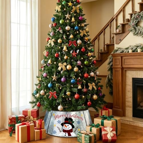 Christmas Metal Tree Collar 29 Inch Diameter Base, Christmas Snowman Decor - Image 5